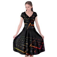 Keyboard Led Technology Cap Sleeve Wrap Front Dress by Wegoenart