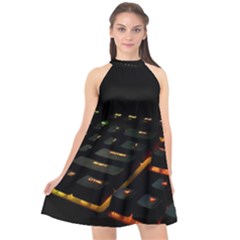 Keyboard Led Technology Halter Neckline Chiffon Dress  by Wegoenart