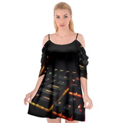 Keyboard Led Technology Cutout Spaghetti Strap Chiffon Dress by Wegoenart