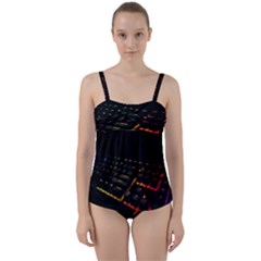 Keyboard Led Technology Twist Front Tankini Set by Wegoenart