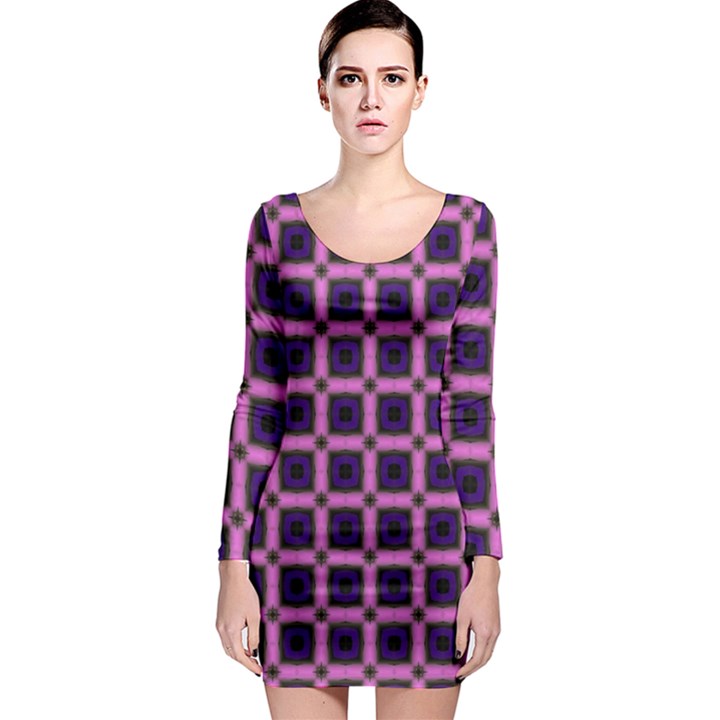 Seamless Texture Pattern Tile Long Sleeve Bodycon Dress