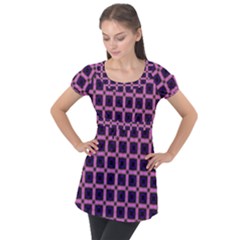 Seamless Texture Pattern Tile Puff Sleeve Tunic Top