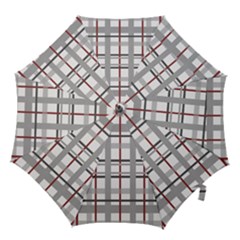 Fabric Plaid Grey Gray Burgundy Hook Handle Umbrellas (small) by Wegoenart