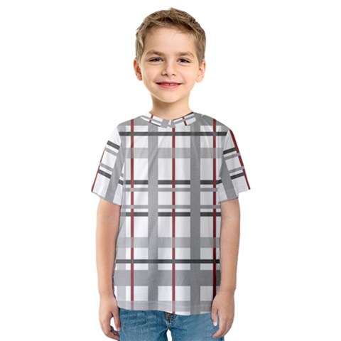 Fabric Plaid Grey Gray Burgundy Kids  Sport Mesh Tee by Wegoenart