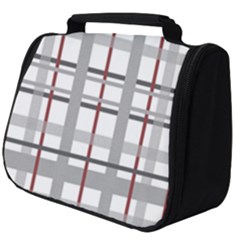 Fabric Plaid Grey Gray Burgundy Full Print Travel Pouch (big)