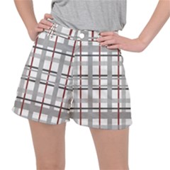 Fabric Plaid Grey Gray Burgundy Stretch Ripstop Shorts