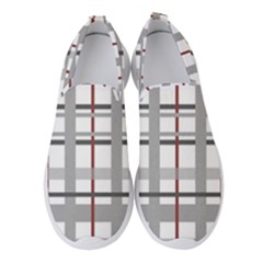 Fabric Plaid Grey Gray Burgundy Women s Slip On Sneakers