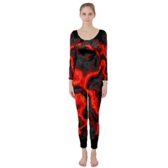 Lava Planet Space Universe Fire Long Sleeve Catsuit by Wegoenart