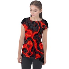 Lava Planet Space Universe Fire Cap Sleeve High Low Top by Wegoenart