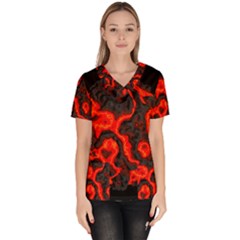 Lava Planet Space Universe Fire Women s V-neck Scrub Top by Wegoenart