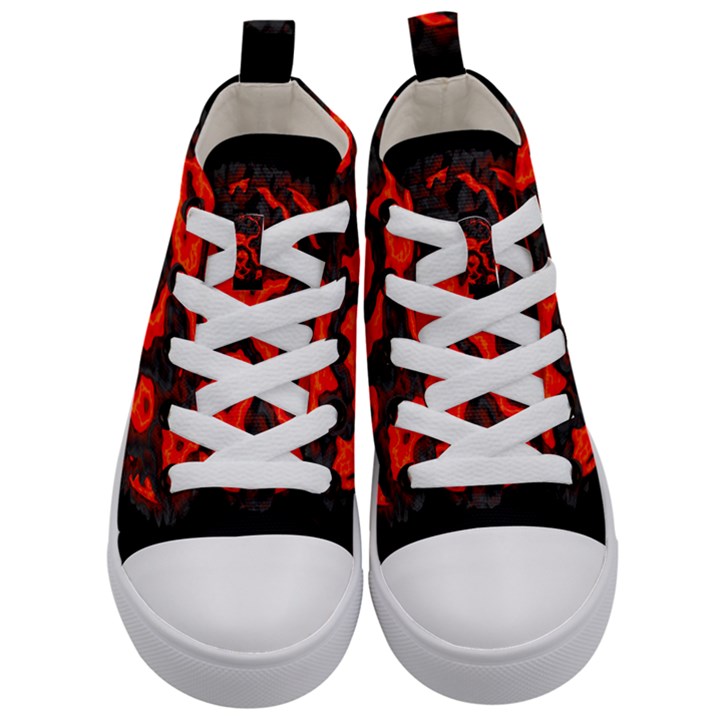 Lava Planet Space Universe Fire Kid s Mid-Top Canvas Sneakers