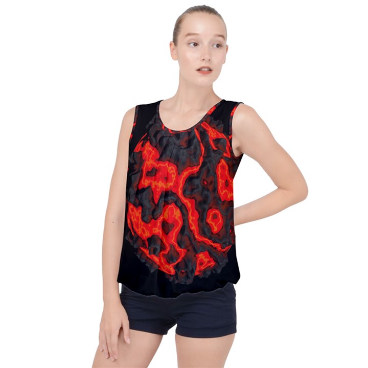 Lava Planet Space Universe Fire Bubble Hem Chiffon Tank Top