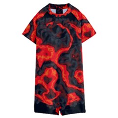 Lava Planet Space Universe Fire Kids  Boyleg Half Suit Swimwear by Wegoenart