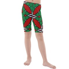 Christmas Seamless Pattern Xmas Kids  Mid Length Swim Shorts by Wegoenart