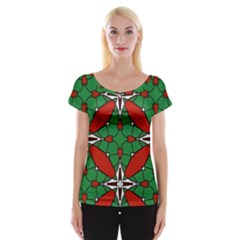 Christmas Seamless Pattern Xmas Cap Sleeve Top by Wegoenart