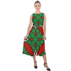 Christmas Seamless Pattern Xmas Midi Tie-back Chiffon Dress by Wegoenart