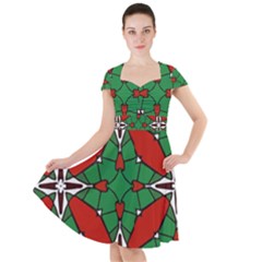 Christmas Seamless Pattern Xmas Cap Sleeve Midi Dress by Wegoenart