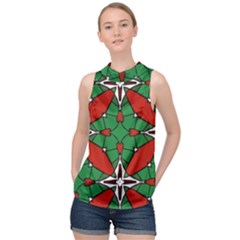 Christmas Seamless Pattern Xmas High Neck Satin Top by Wegoenart