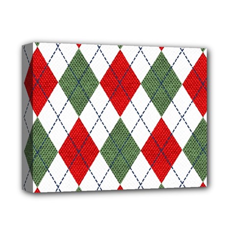 Red Green White Argyle Navy Deluxe Canvas 14  X 11  (stretched) by Wegoenart