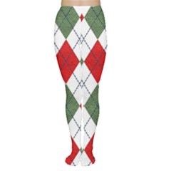 Red Green White Argyle Navy Tights by Wegoenart