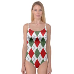 Red Green White Argyle Navy Camisole Leotard  by Wegoenart