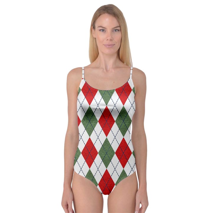 Red Green White Argyle Navy Camisole Leotard 