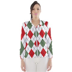 Red Green White Argyle Navy Windbreaker (women) by Wegoenart