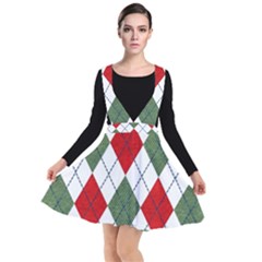 Red Green White Argyle Navy Plunge Pinafore Dress