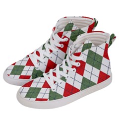 Red Green White Argyle Navy Men s Hi-top Skate Sneakers by Wegoenart