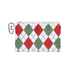 Red Green White Argyle Navy Canvas Cosmetic Bag (small)