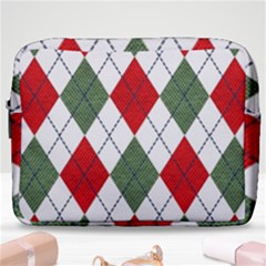 Red Green White Argyle Navy Make Up Pouch (large) by Wegoenart