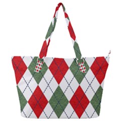 Red Green White Argyle Navy Full Print Shoulder Bag