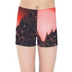 Sci Fi Red Fantasy Futuristic Kids Sports Shorts by Wegoenart