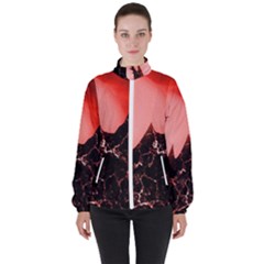 Sci Fi Red Fantasy Futuristic High Neck Windbreaker (women) by Wegoenart