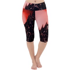 Sci Fi Red Fantasy Futuristic Lightweight Velour Cropped Yoga Leggings