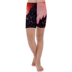 Sci Fi Red Fantasy Futuristic Kids  Lightweight Velour Capri Yoga Leggings