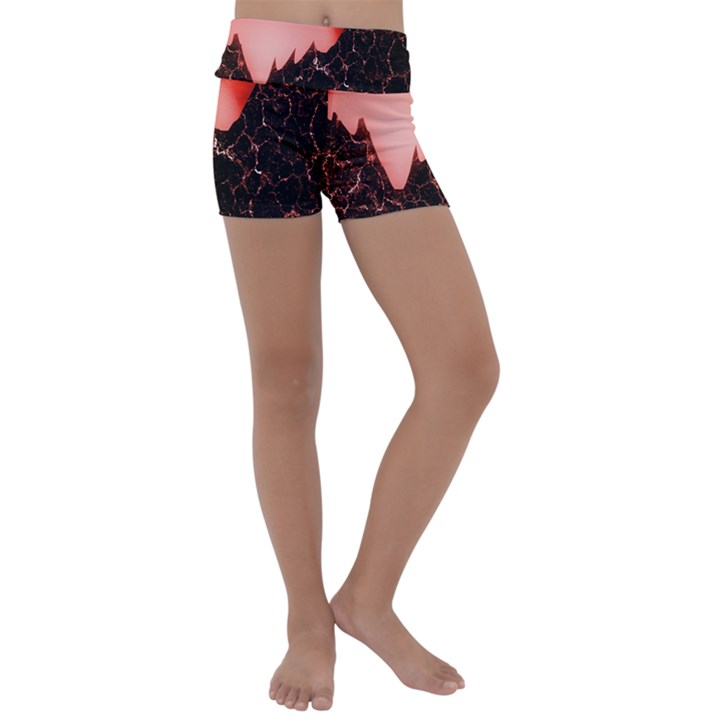 Sci Fi Red Fantasy Futuristic Kids  Lightweight Velour Yoga Shorts