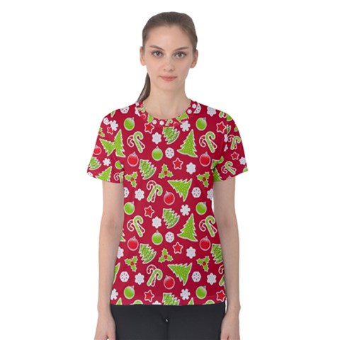 Christmas Paper Scrapbooking Pattern Women s Cotton Tee by Wegoenart