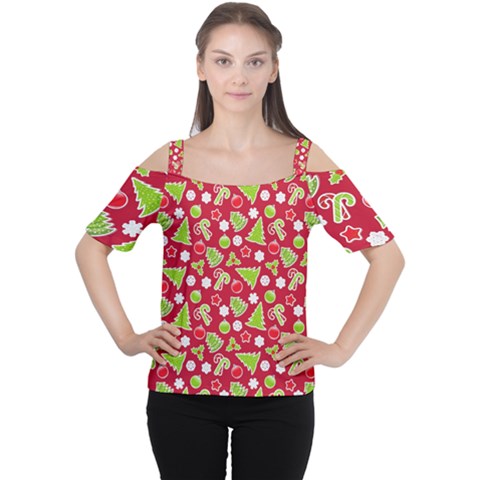 Christmas Paper Scrapbooking Pattern Cutout Shoulder Tee by Wegoenart