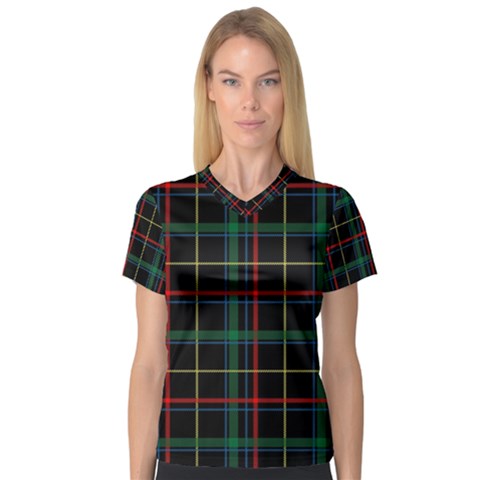 Plaid Tartan Checks Pattern V-neck Sport Mesh Tee by Wegoenart