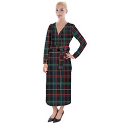 Plaid Tartan Checks Pattern Velvet Maxi Wrap Dress by Wegoenart