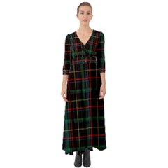 Plaid Tartan Checks Pattern Button Up Boho Maxi Dress by Wegoenart