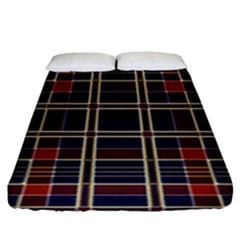 Plaid Tartan Scottish Navy Gold Fitted Sheet (king Size) by Wegoenart