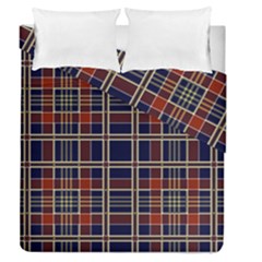 Plaid Tartan Scottish Navy Gold Duvet Cover Double Side (queen Size) by Wegoenart