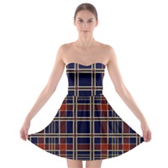 Plaid Tartan Scottish Navy Gold Strapless Bra Top Dress by Wegoenart