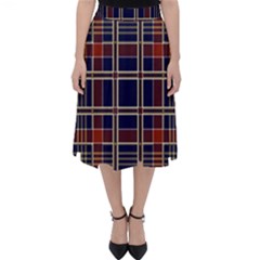 Plaid Tartan Scottish Navy Gold Classic Midi Skirt by Wegoenart