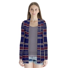 Plaid Tartan Scottish Navy Gold Drape Collar Cardigan by Wegoenart