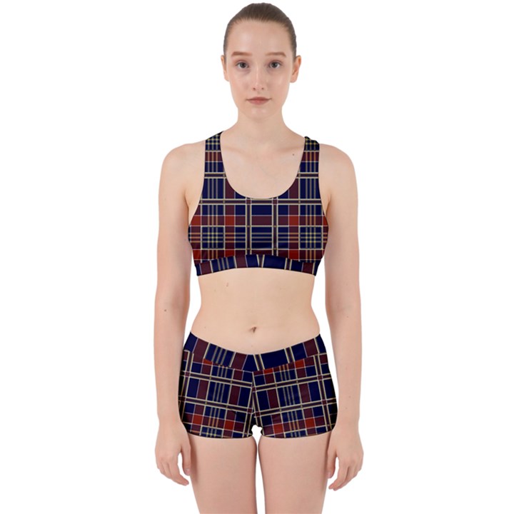 Plaid Tartan Scottish Navy Gold Work It Out Gym Set