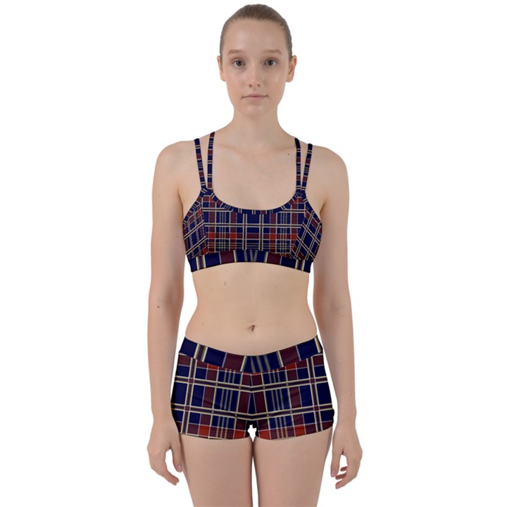 Plaid Tartan Scottish Navy Gold Perfect Fit Gym Set