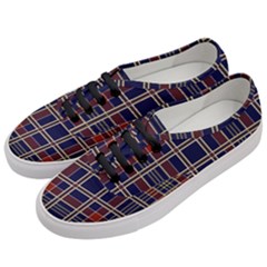 Plaid Tartan Scottish Navy Gold Women s Classic Low Top Sneakers by Wegoenart